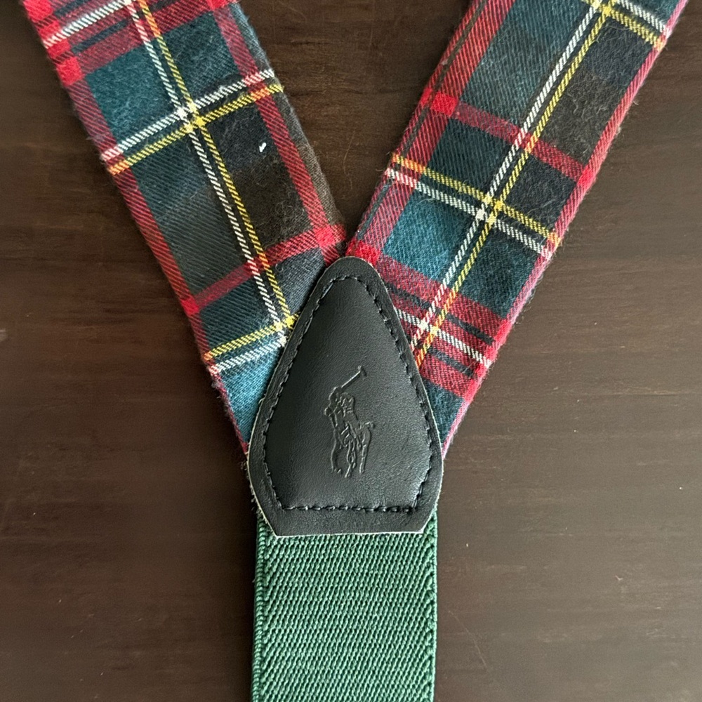 Ralph Lauren vintage Plaid Suspenders with Leather Detail